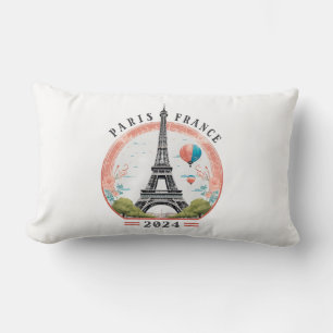 Paris France 2024 Lumbar Pillows, Eiffel Tower Lumbar Pillow