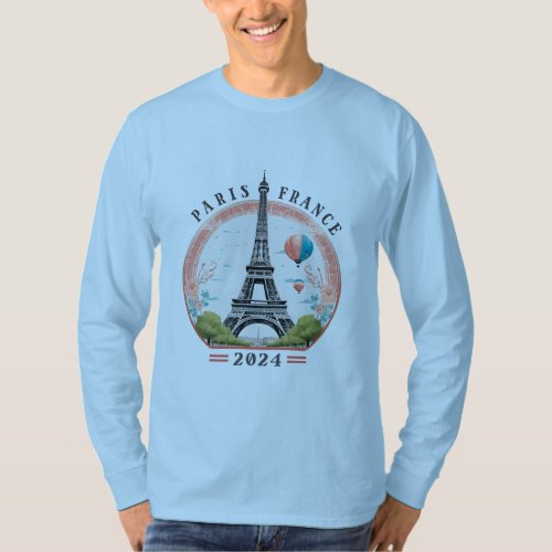 Paris France 2024 Mens Long Sleeve T_Shirt Paris T_Shirt