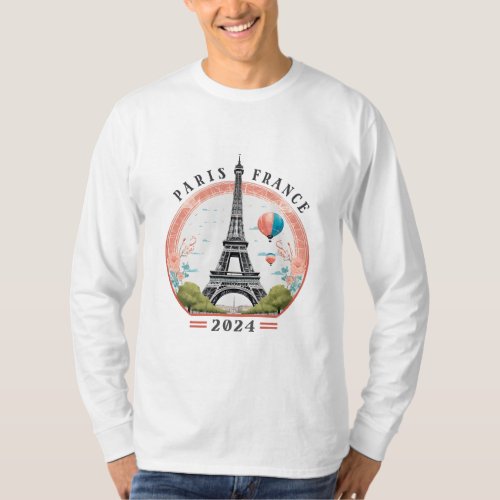 Paris France 2024 Mens Long Sleeve T_Shirt Paris T_Shirt