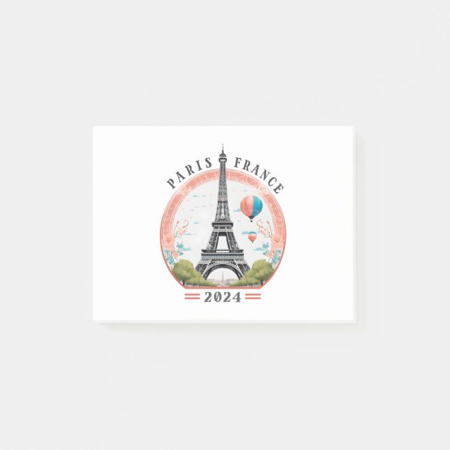 Paris France 2024 Notes, Eiffel Tower Post-it Notes (Front)