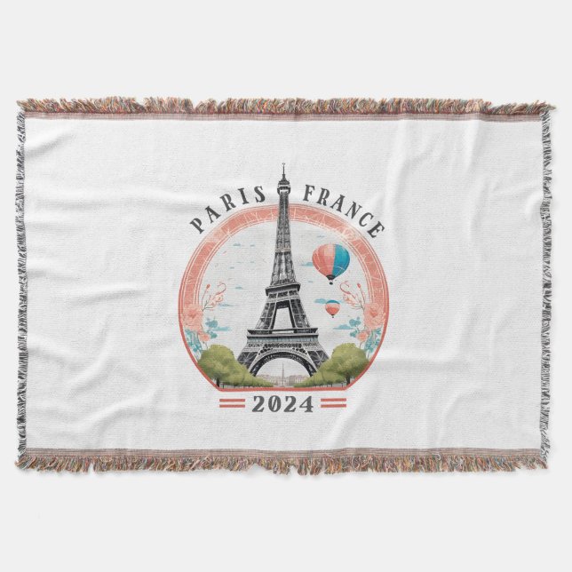 Paris France 2024 Throw Blankets, Eiffel Tower Blanket (Front)