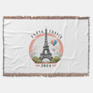 Paris France 2024 Throw Blankets, Eiffel Tower Throw Blanket