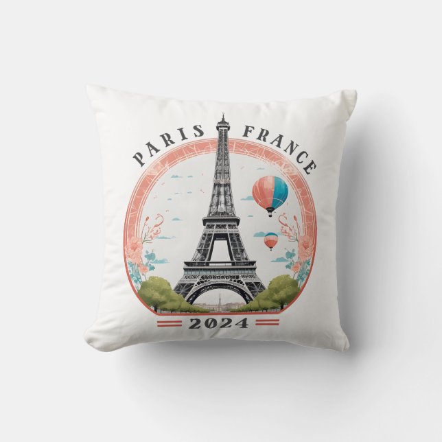 Paris France 2024 Throw Pillows, Eiffel Tower Throw Pillow (Front)