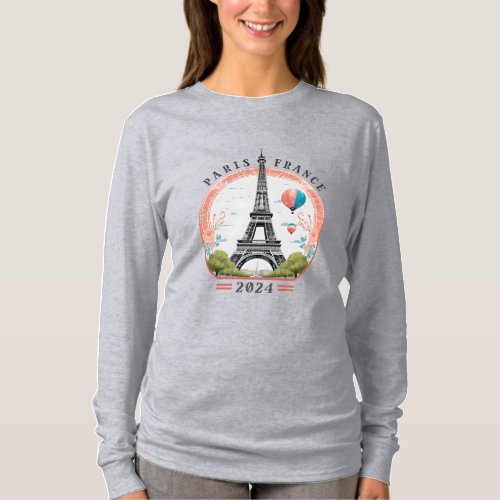 Paris France 2024 Womens Long Sleeve Shirt Paris T_Shirt