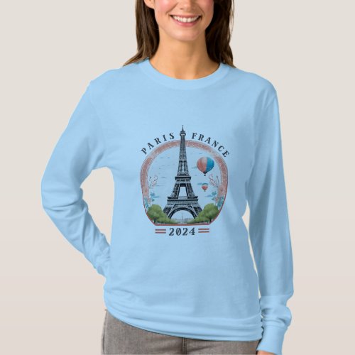 Paris France 2024 Womens Long Sleeve Shirt Paris T_Shirt