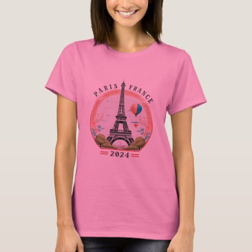 Paris France 2024 Womens T_Shirts Paris France  T_Shirt