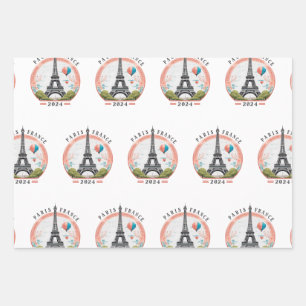 Paris France 2024 Wrapping Papers, Eiffel Tower Paper Sheets