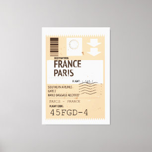 Paris france airplane ticket canvas print