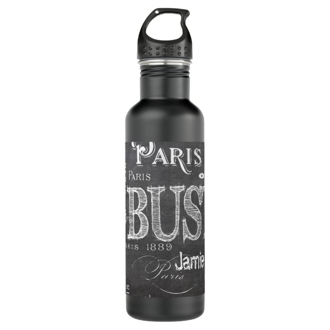 Paris France and Souvenirs Stainless Steel Water Bottle (Front)