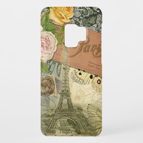 Paris France Antique Artwork Collage Eiffel French Case_Mate Samsung Galaxy S9 Case