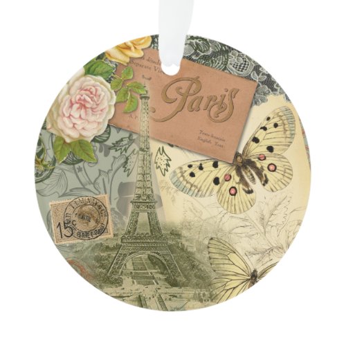 Paris France Antique Artwork Collage Eiffel French Ornament