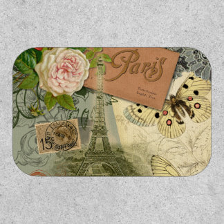 Paris France Antique Artwork Collage Eiffel French Patch