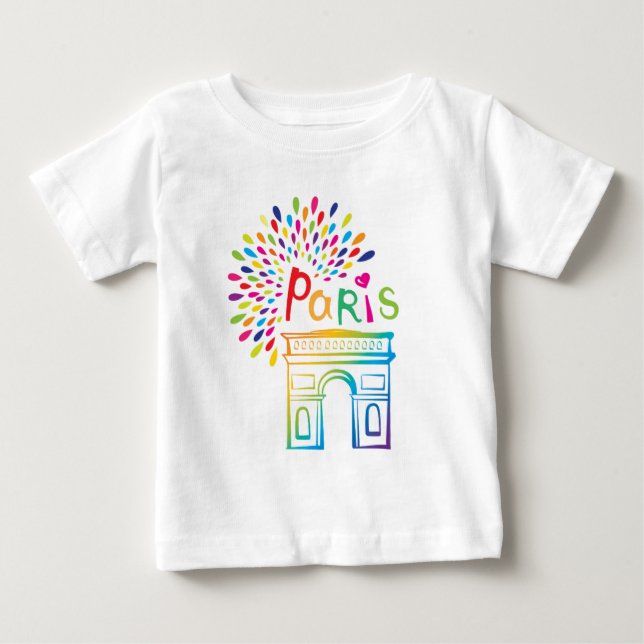 Paris France | Arc de Triomphe | Neon Design Baby T-Shirt (Front)