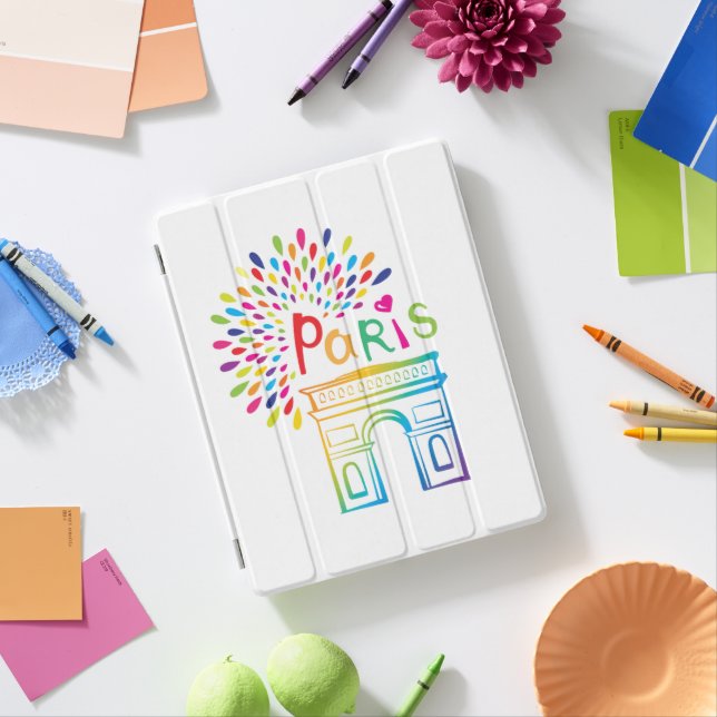 Paris France | Arc de Triomphe | Neon Design iPad Air Cover (In Situ)