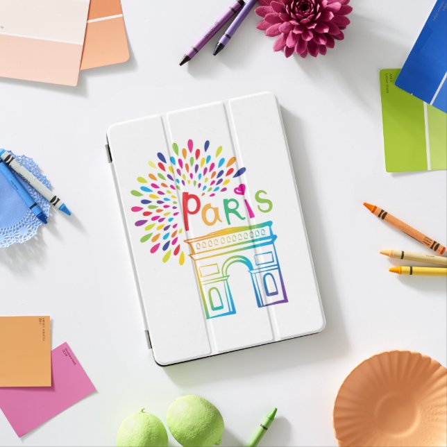 Paris France | Arc de Triomphe | Neon Design iPad Air Cover (In Situ)