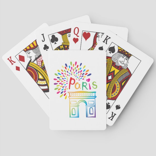 Paris France | Arc de Triomphe | Neon Design Poker Cards (Back)