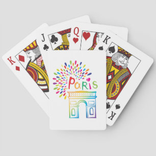 Paris France   Arc de Triomphe   Neon Design Poker Cards
