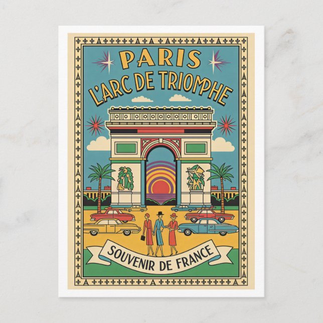 Paris, France – Arc de Triomphe Retro 1950s Postcard (Front)