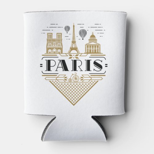 Paris France Art Deco Aesthetic Can Cooler