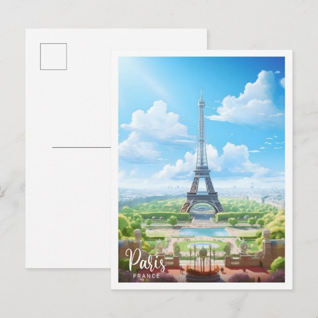 Paris France Art Vintage Travel  Postcard (Front/Back)