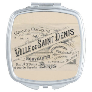 Paris France beige Square Compact Mirror