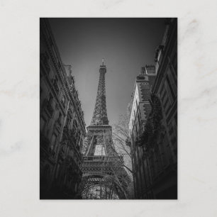 paris france black and white postcard