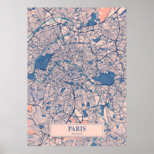 Paris - France Breezy City Map  Poster