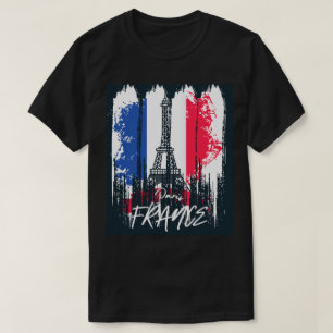 Paris France Brushstroke Eifel Tower Design T-Shirt