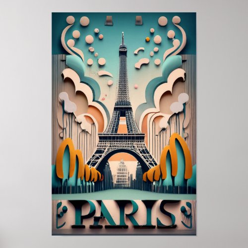 Paris France Cities of the World Vintage style Poster