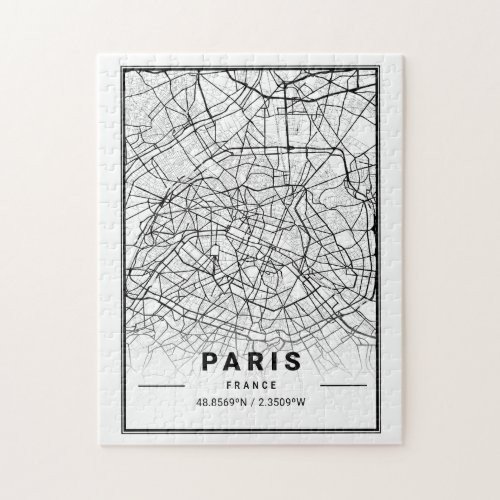 Paris France City Map  Modern Minimalist Drawing Jigsaw Puzzle