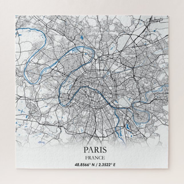 Paris France City Map Travel Simple Jigsaw Puzzle (Vertical)