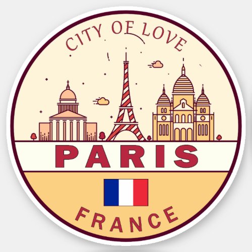 Paris France City Skyline Emblem Sticker