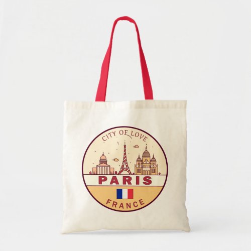 Paris France City Skyline Emblem Tote Bag