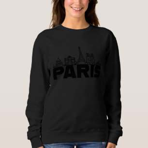 Paris France City Skyline Silhouette Outline Sketc Sweatshirt