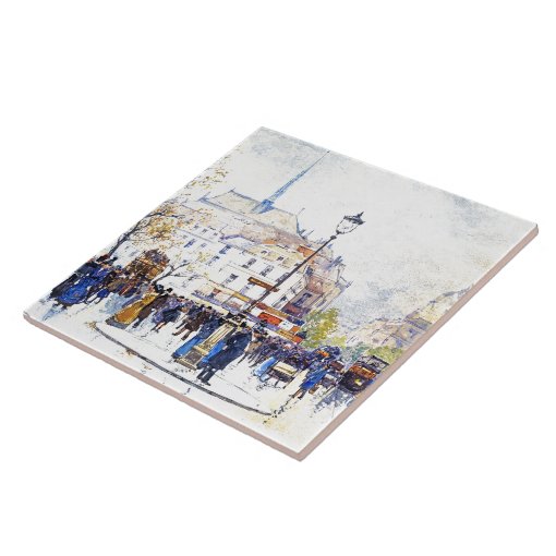 Paris France City Street Scene Art Fashion Tile | Zazzle