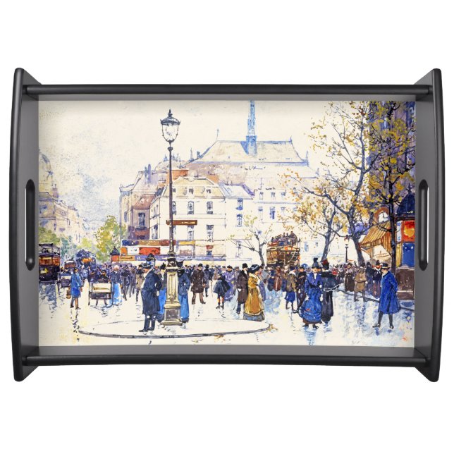Paris France City Street Scene Serving Tray (Front)