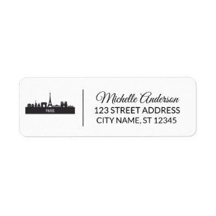 Paris, France City Stylized Skyline Return Address Label