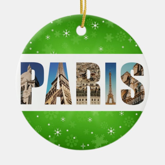Paris France City Travel Photos Christmas Ceramic Ornament (Front)