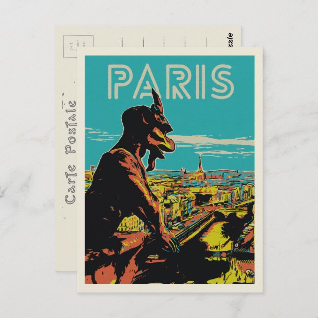 Paris France city view with gargoyle Postcard (Front/Back)