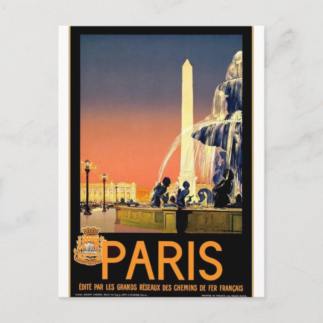 Paris France City Vintage Travel Postcard (Front)