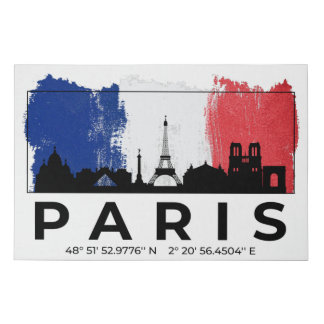 Paris France Cityscape Brush Flag Faux Canvas Print