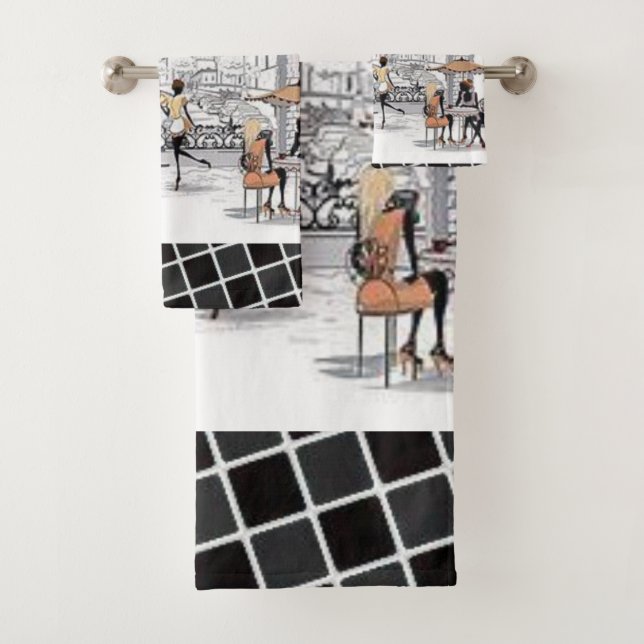 Paris France Coffee Bathroom Towel Sets (Insitu)