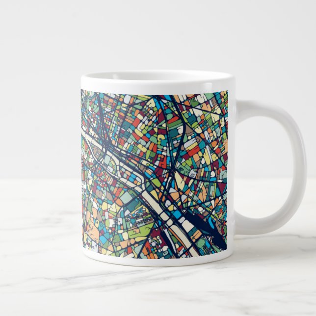 Paris France | Colorful Map Giant Coffee Mug (Right)