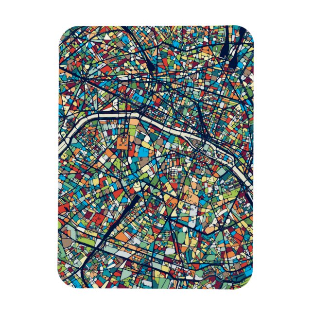 Paris France | Colorful Map Magnet (Vertical)