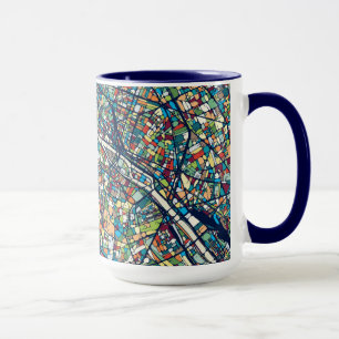 Paris France Colorful Map Mug