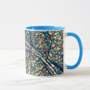 Paris France Colorful Map Mug