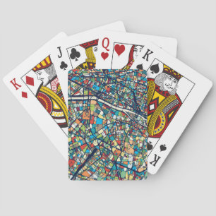 Paris France   Colorful Map Poker Cards
