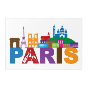 Paris, France Colorful Typography Acrylic Print