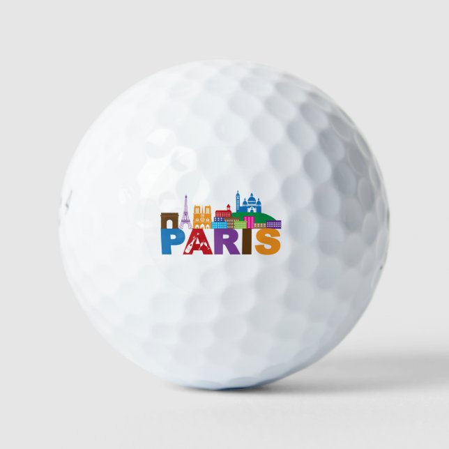 Paris, France | Colorful Typography Golf Balls (Front)