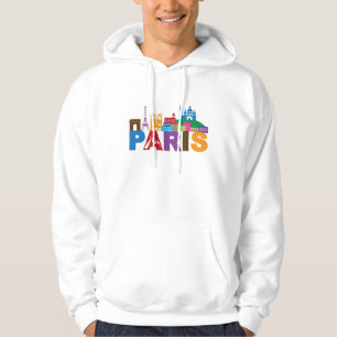 Paris, France   Colorful Typography Hoodie